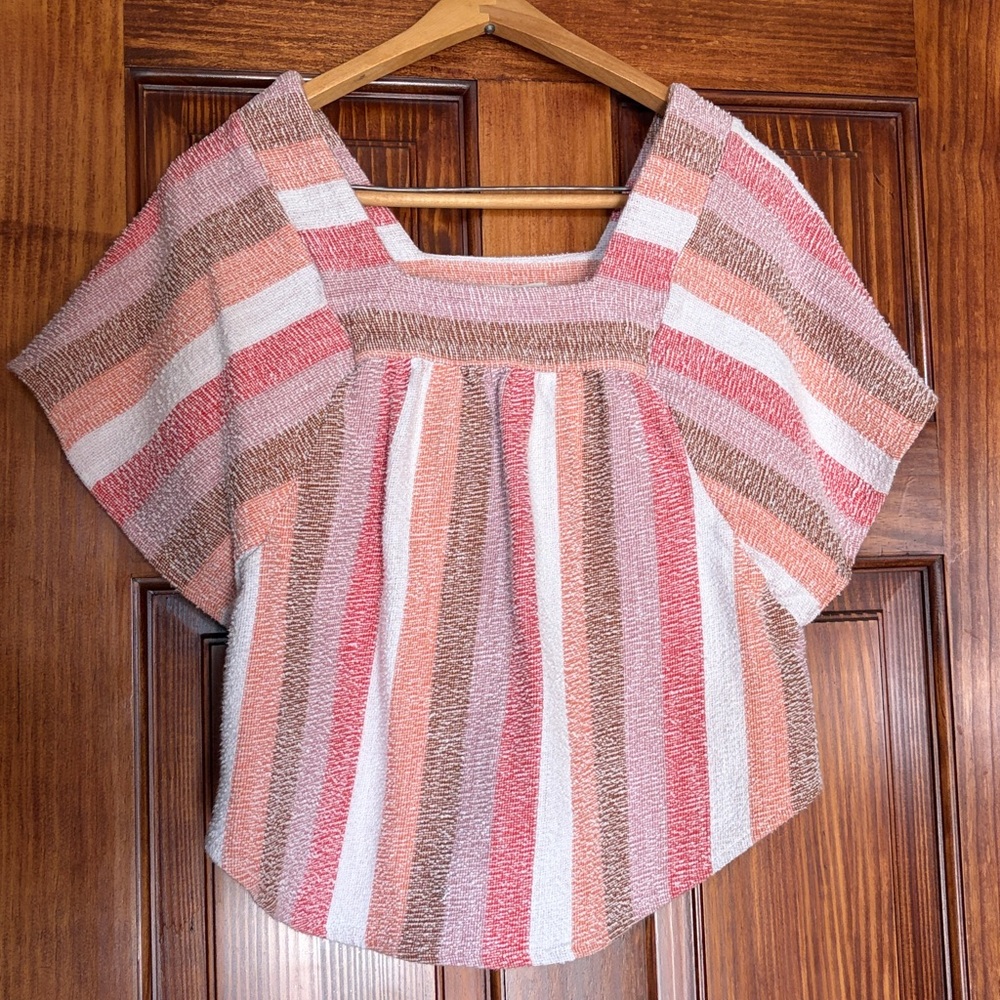 Madewell Texture & Thread Butterfly Top in Sherbet Stripe size XS